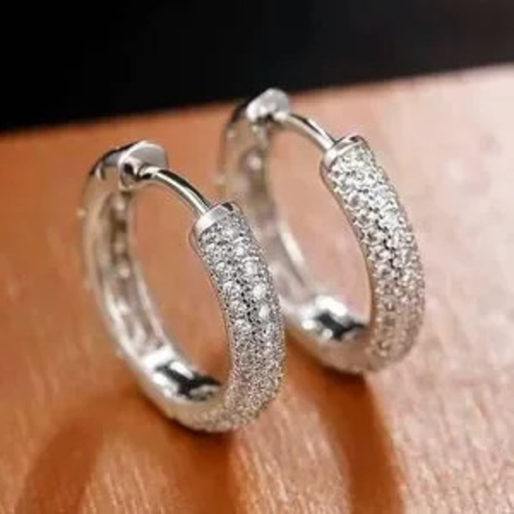Elegant Silver Hoop Huggies Earrings